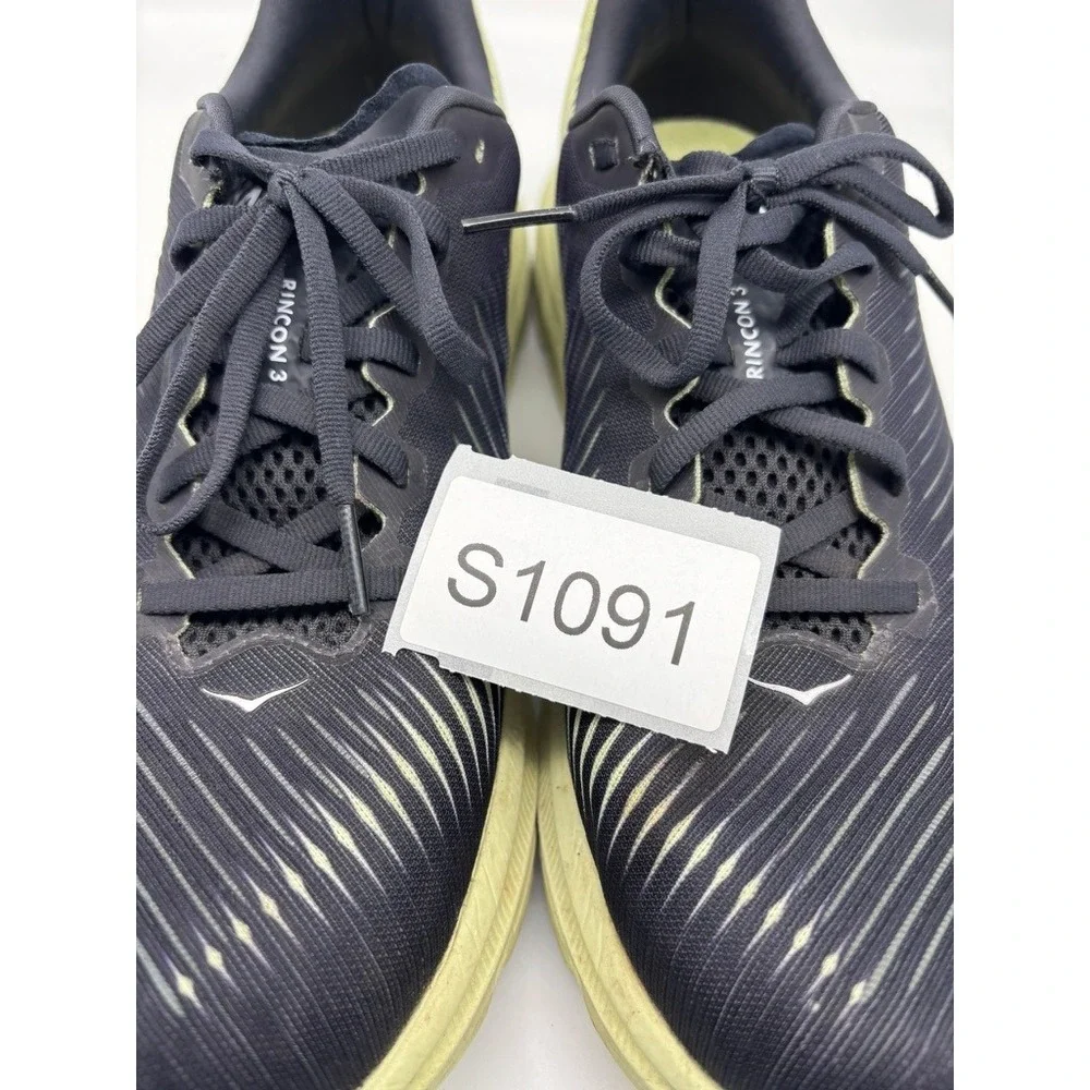 Hoka Rincon 3 Mens 9.5D Black Green Glow Lightweight Running Shoes 1119395 BGBT